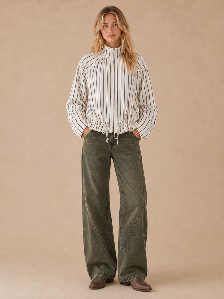 Gathered Stripe Jacket