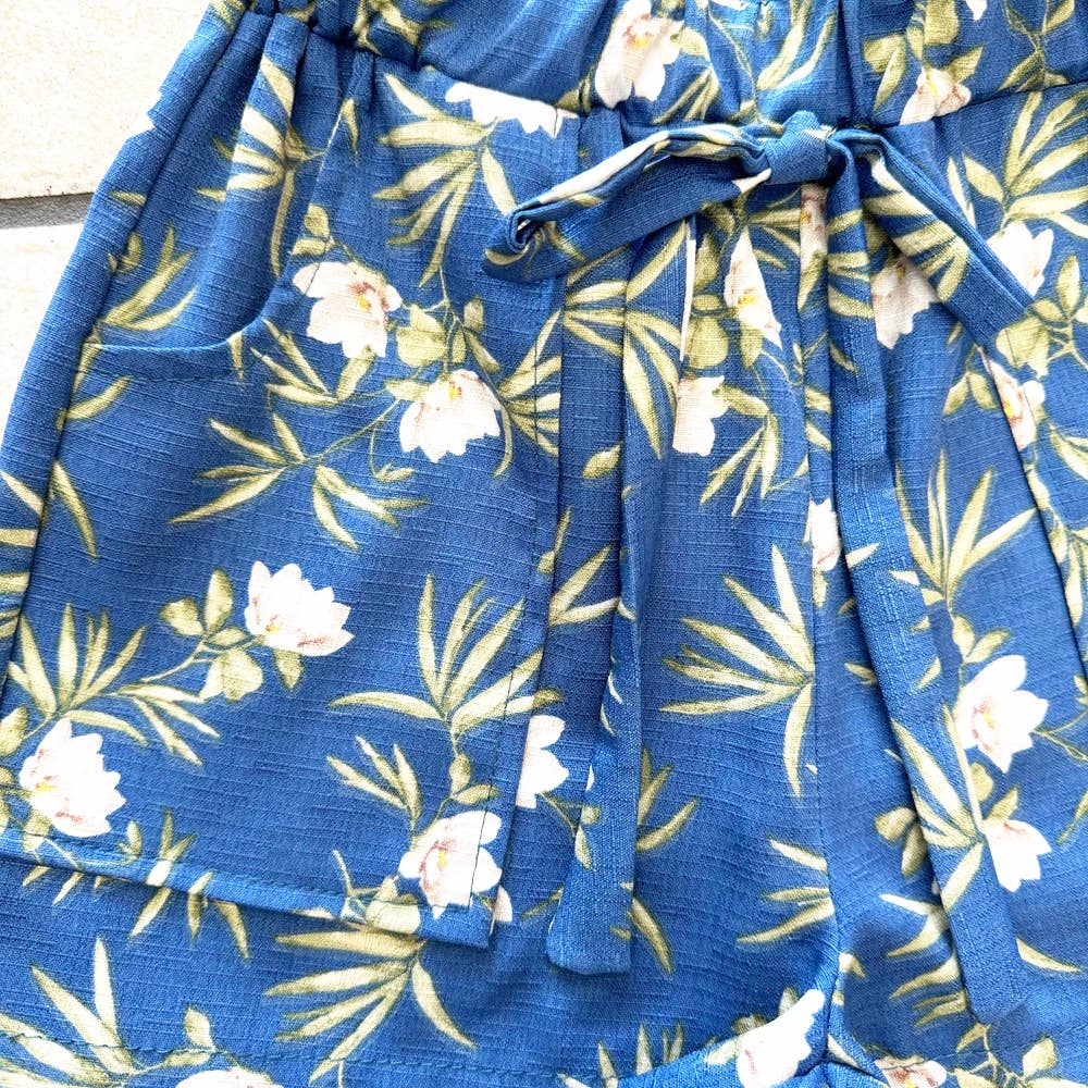 Girls Flower Print Easy Shorts