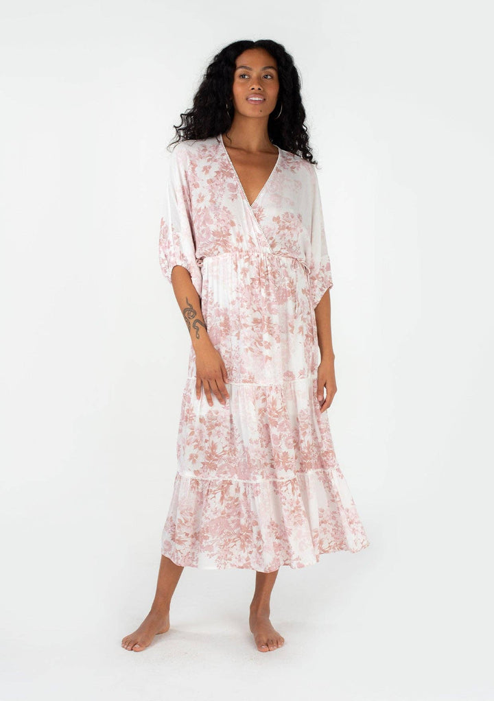 Floral Dolman Tiered Maxi Dress