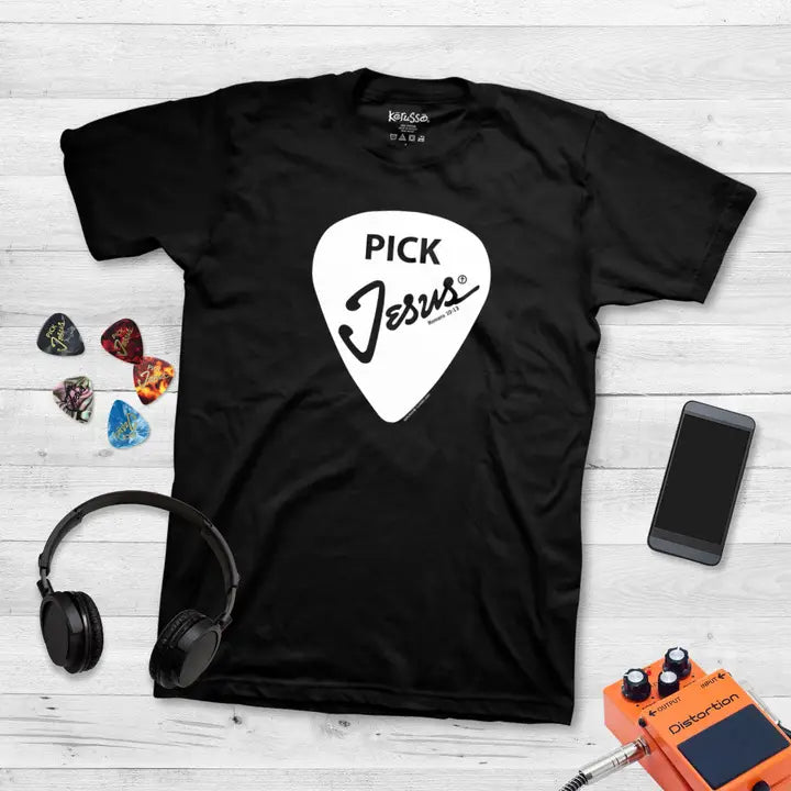 Christian T-Shirt Guitar "Pick" Jesus