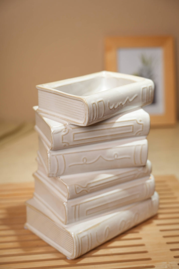 Stacked Books Ceramic Vase