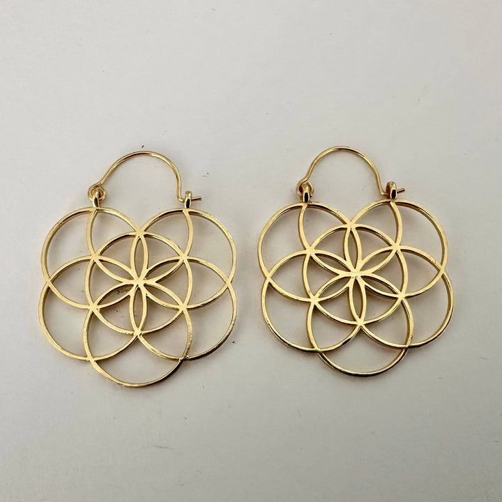 18K Gold Plate Seed of Life Earrings
