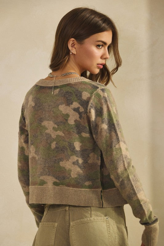 Camo Out Stitches Cardigan