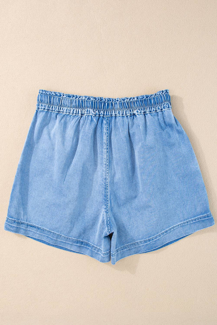 Women Blue Drawstring Shorts