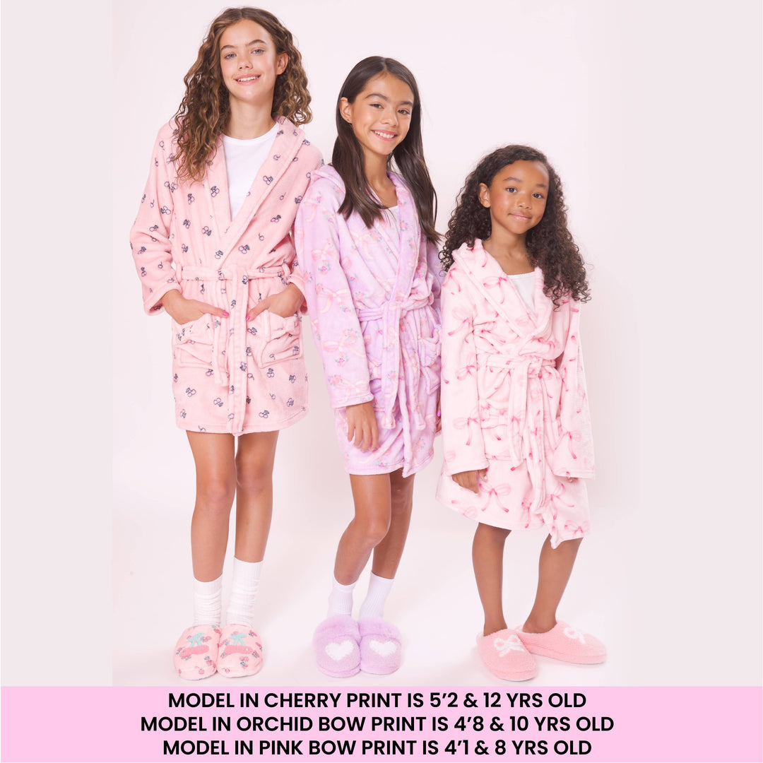 Fleece Cherry Printed Bath Robe