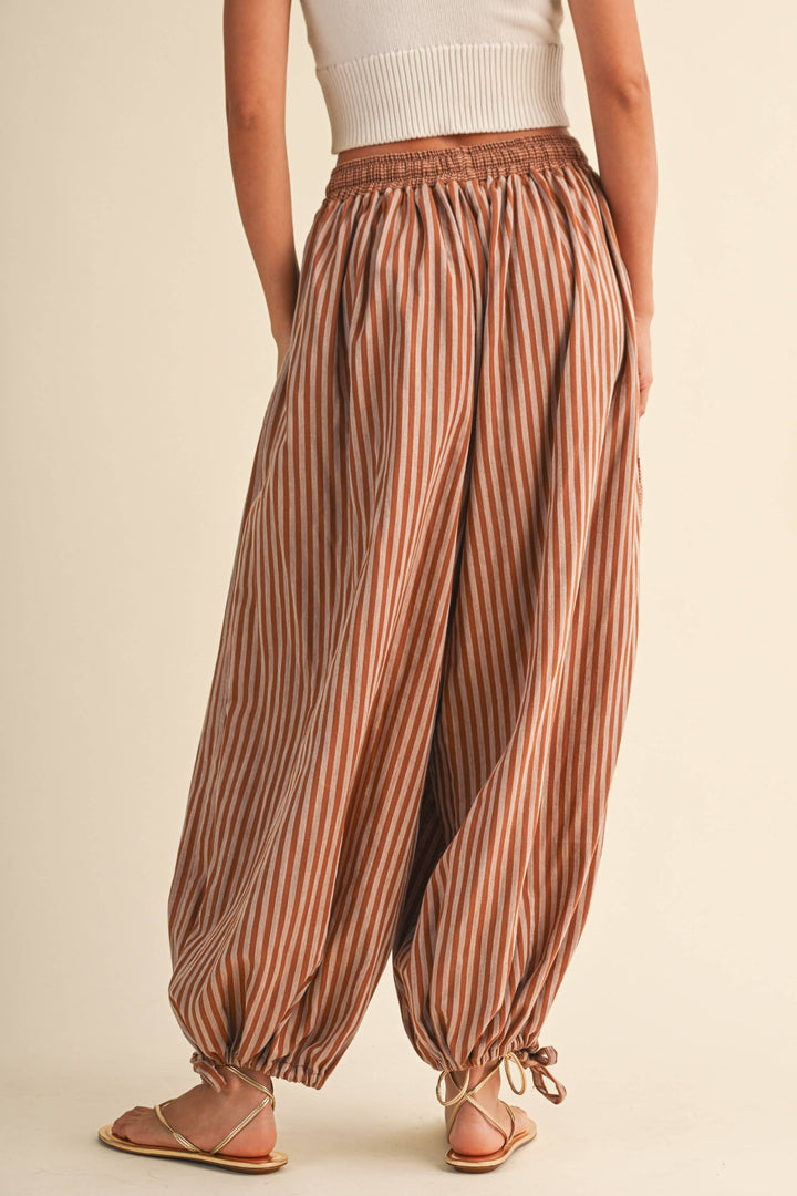STRIPED DOUBLE GAUZE BALLOON PANTS