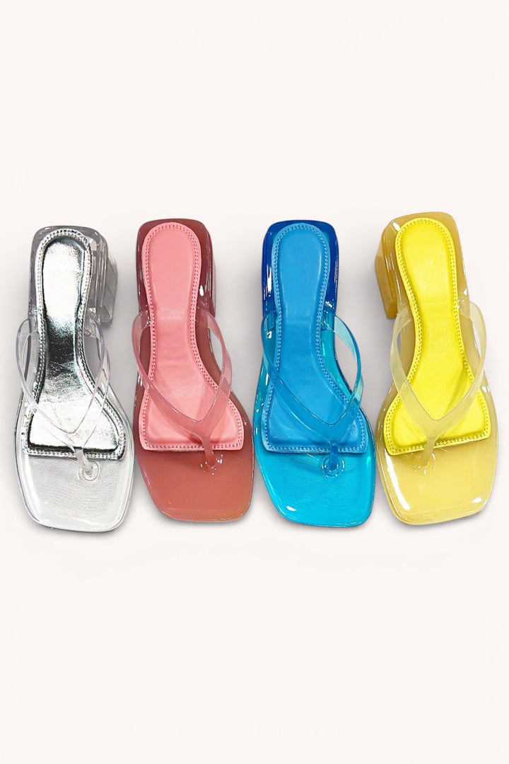 SALE JELLY BLOCK HEEL SANDALS