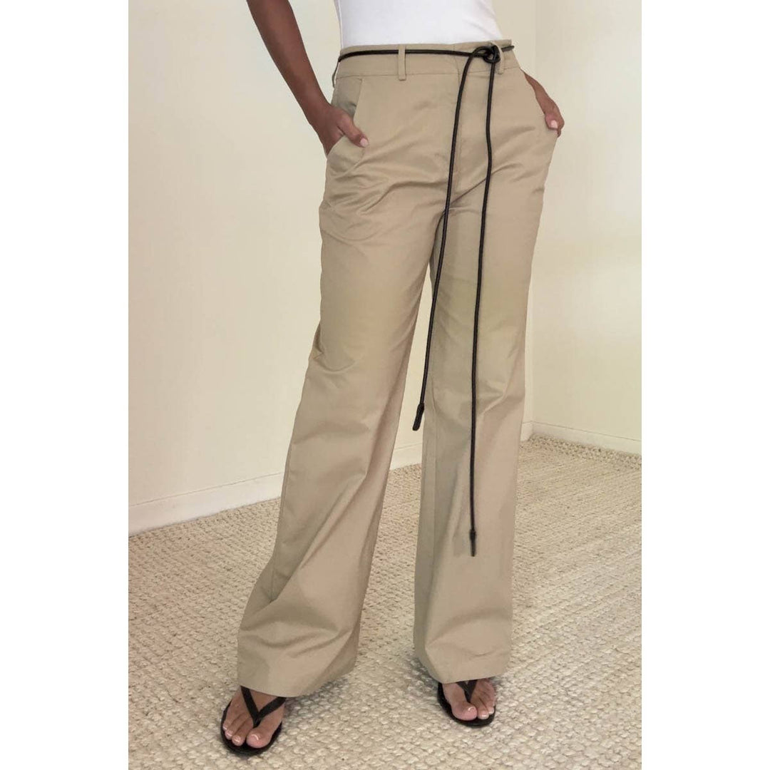 COTTON WIDE STRAIGHT LEG PANTS