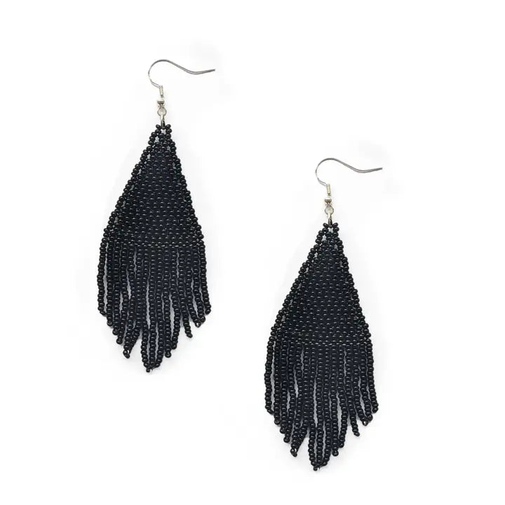 Solid Beaded Tassel Earrings