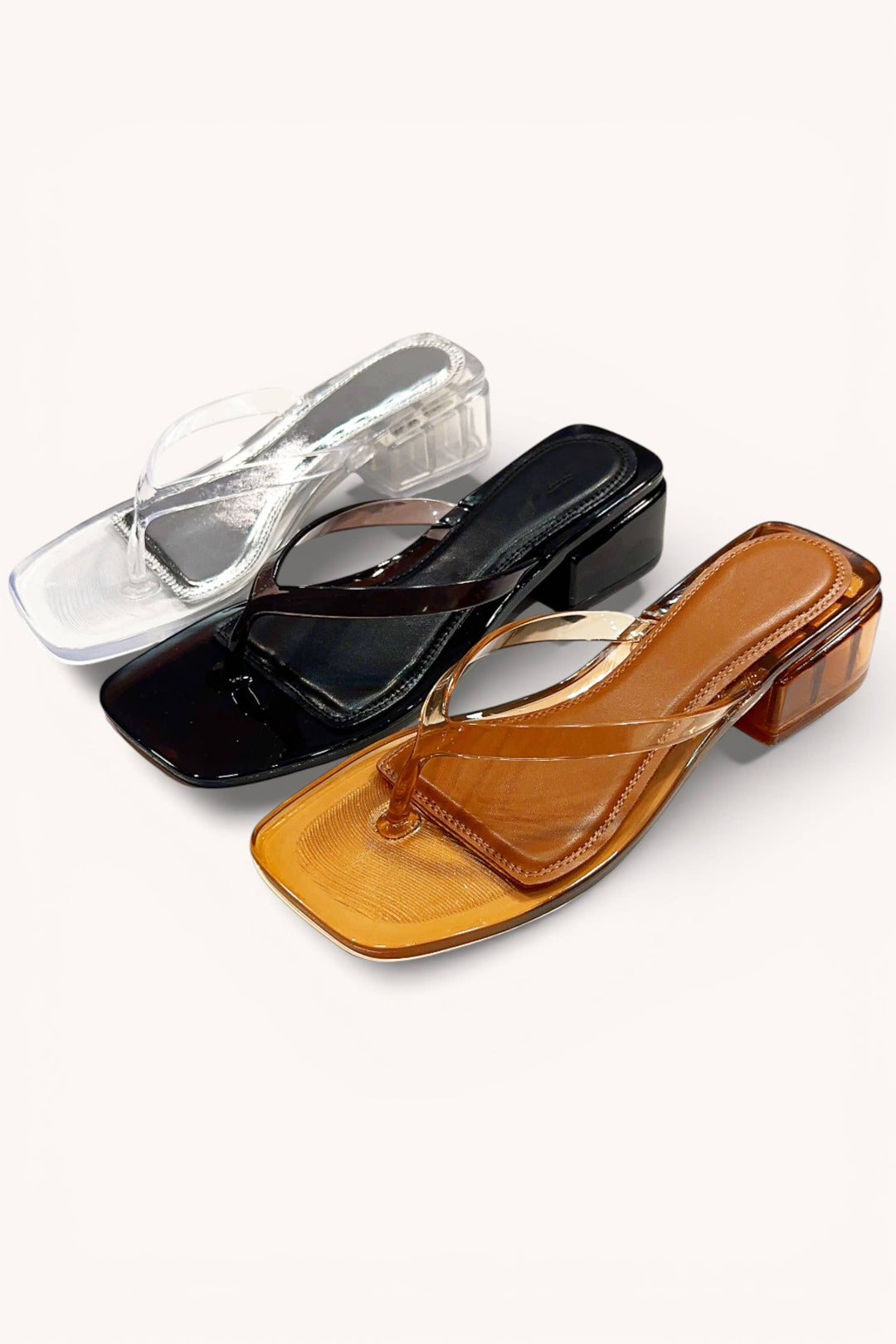 SALE JELLY BLOCK HEEL SANDALS