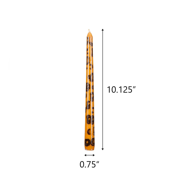 Set of Hand Painted Brown Leopard Candles