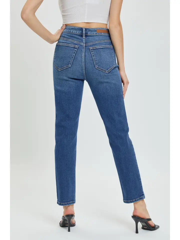 High Rise Straight Dark Wash Jean