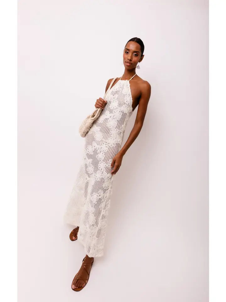 Cici Crochet Halter Maxi Dress