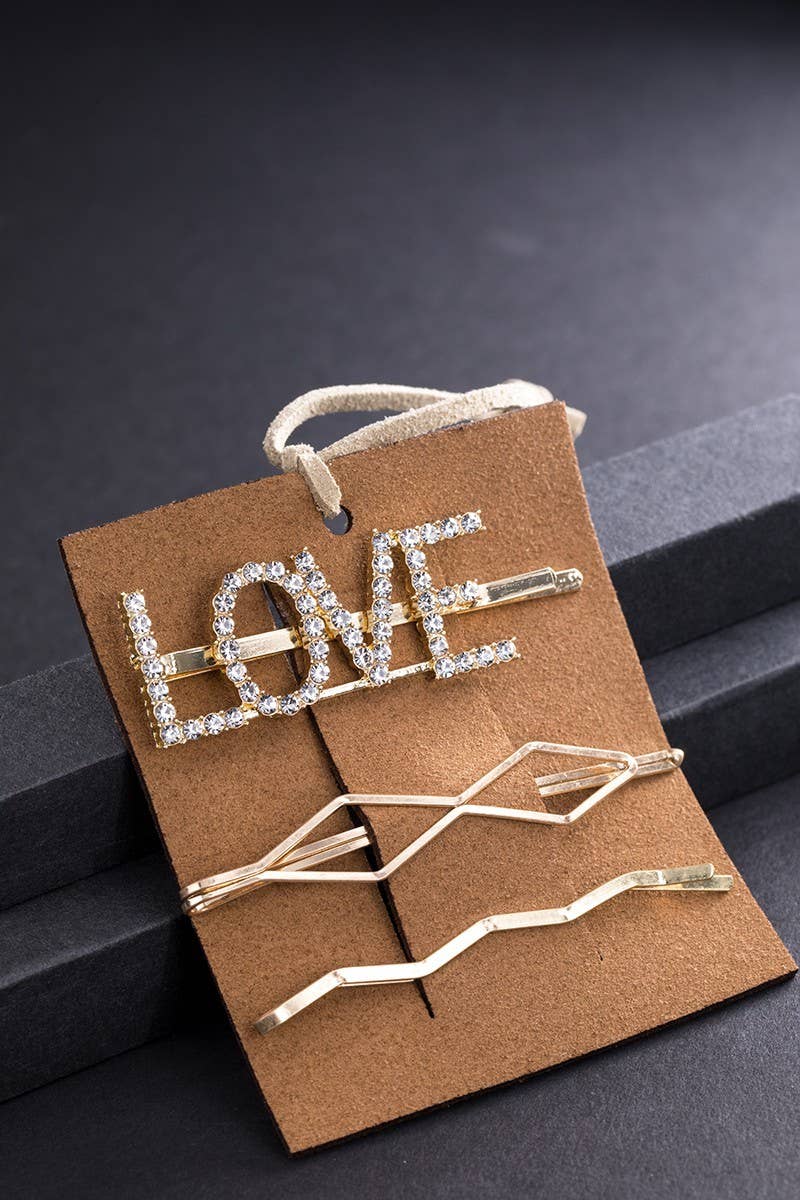 Love Rhinestone Hair Pin