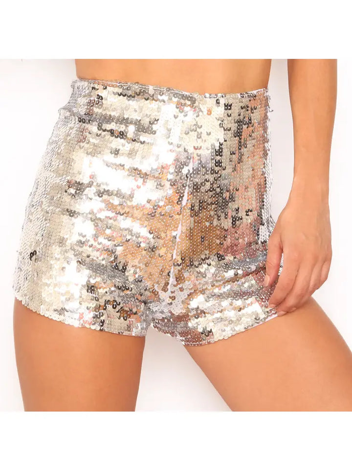 Sequin Shorts with Zipper