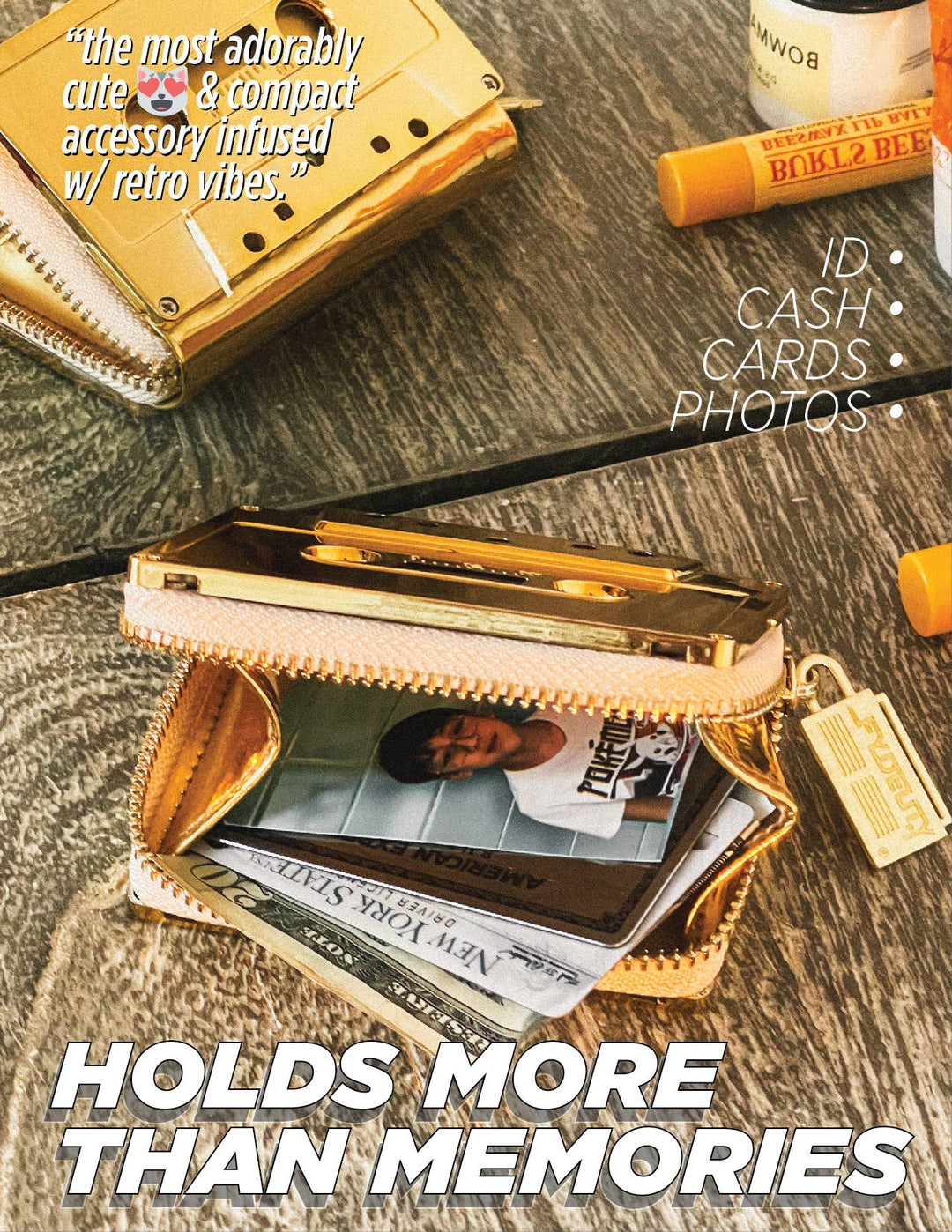 Retro 80s Cassette Wallet- Tape Gold