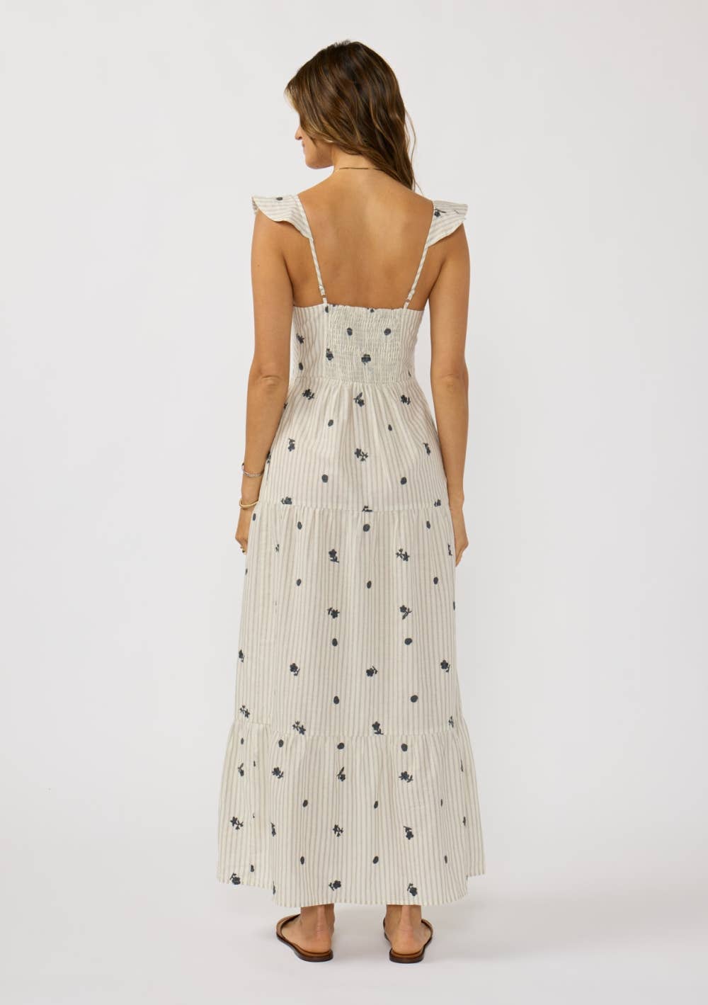 Embroidered Stripe Maxi Dress