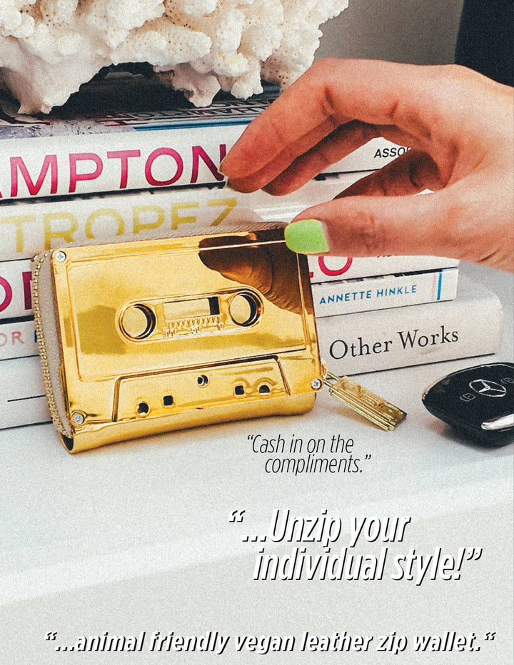 Retro 80s Cassette Wallet- Tape Gold