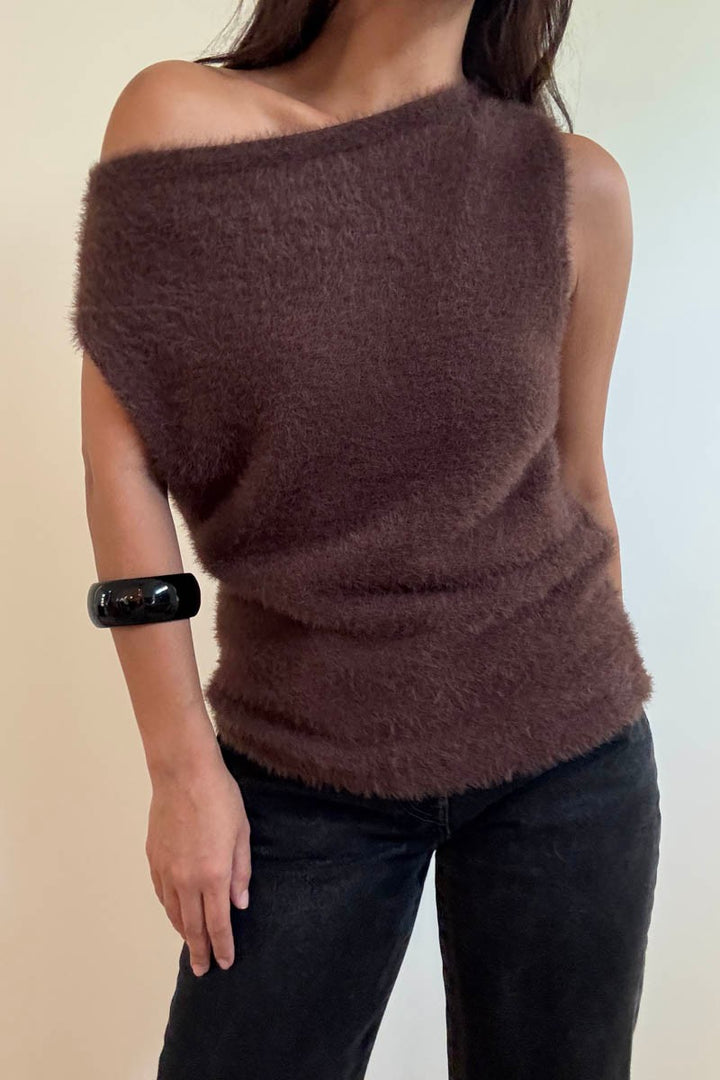 Soft Fluffy Knit Off The Shoulder Top
