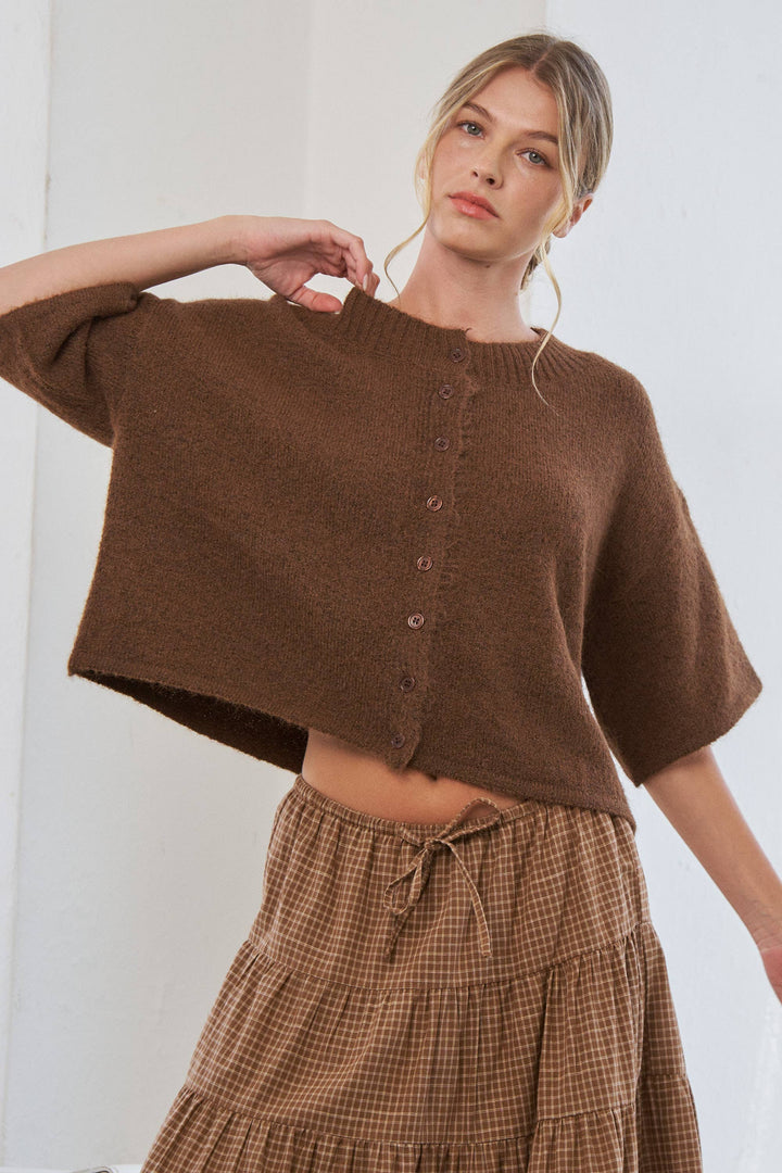 Cropped Boxy Cardigan