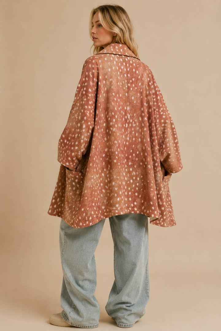 Fawn Print Oversized Cardigan Coat