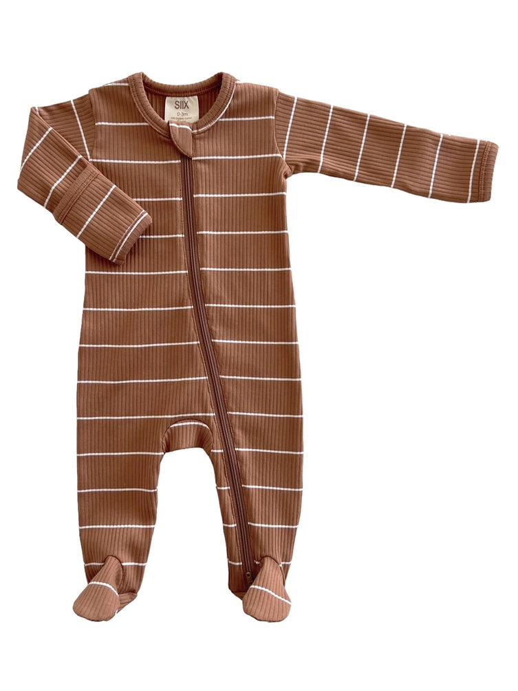 Saddle Stripe  Zip Footie