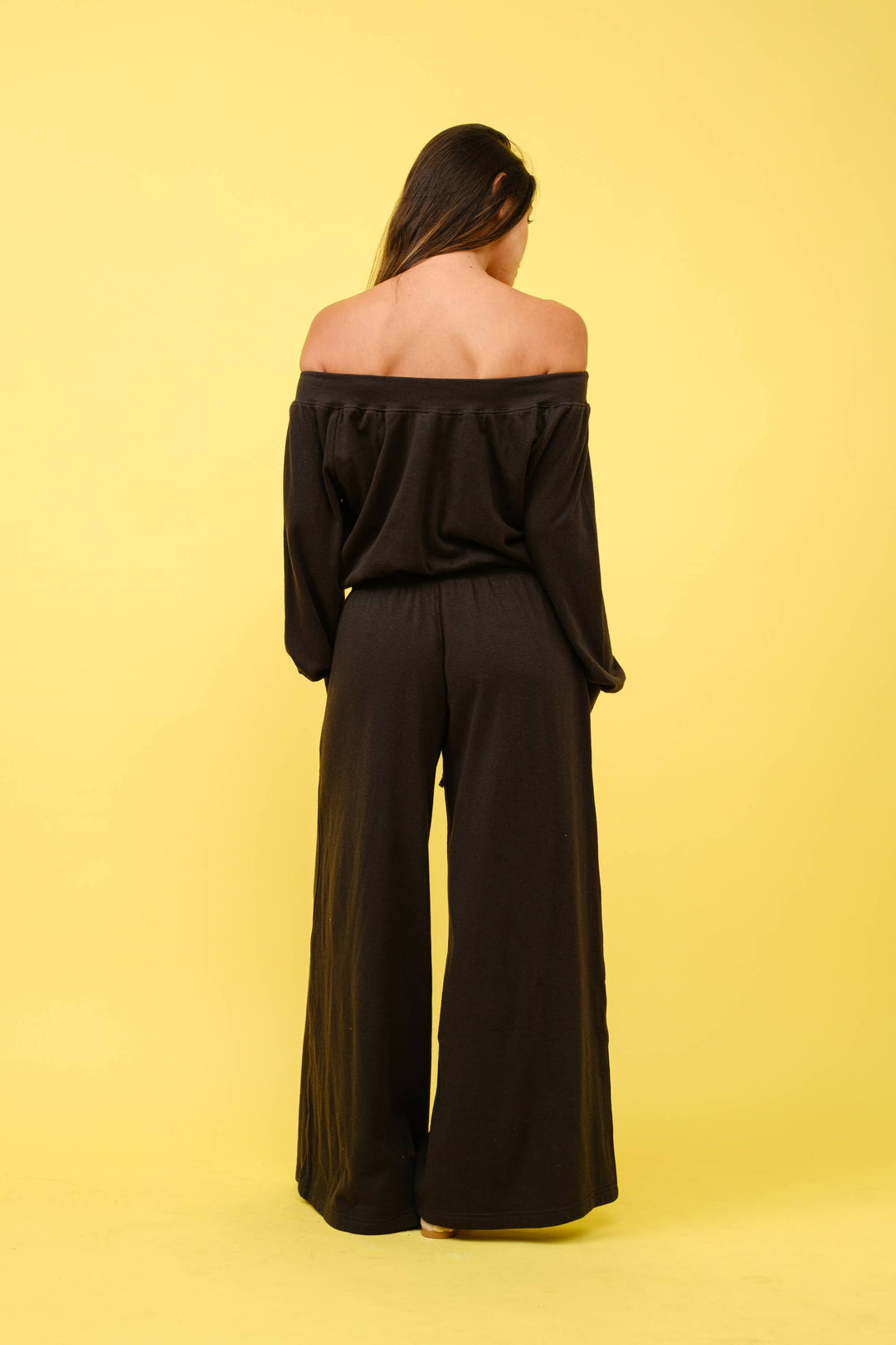 FRENCH TERRY OFF SHOULDER JUMPSUIT