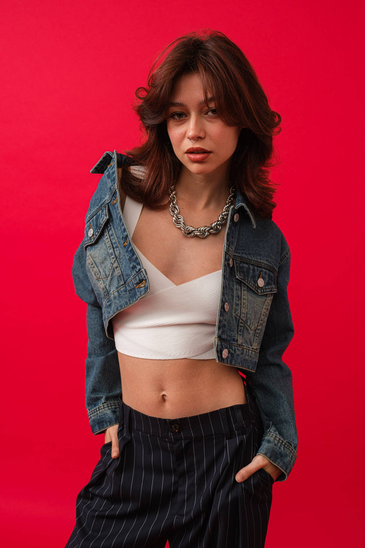 DENIM CROP JACKET