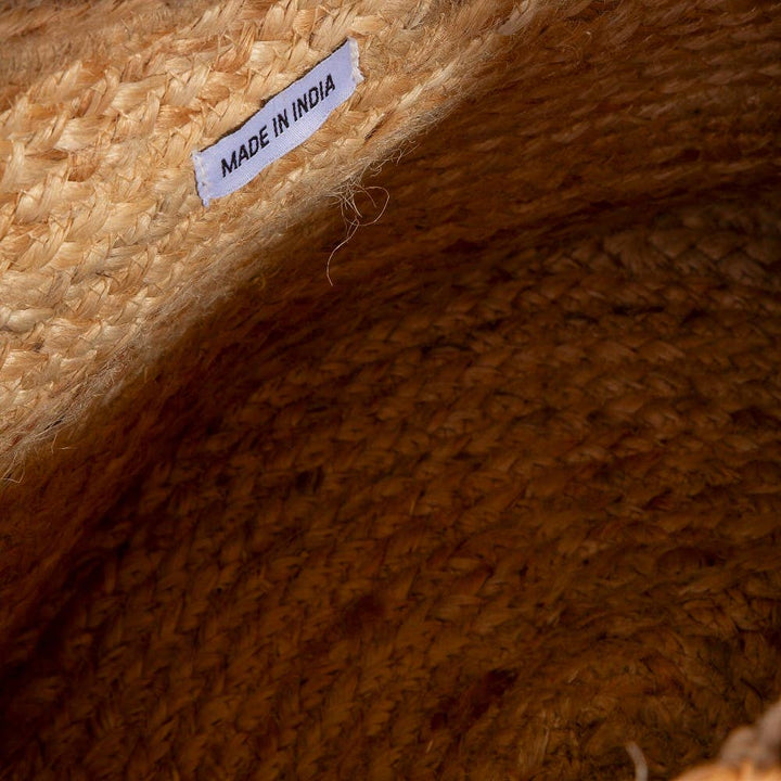 Chevron Pattern Jute Tote Bag