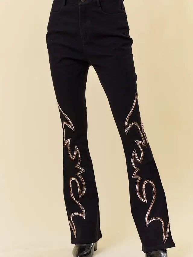 Embellished Denim Pants