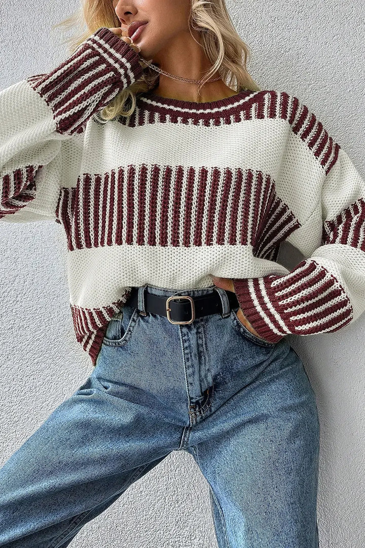 Striped Cotton Blend Sweater