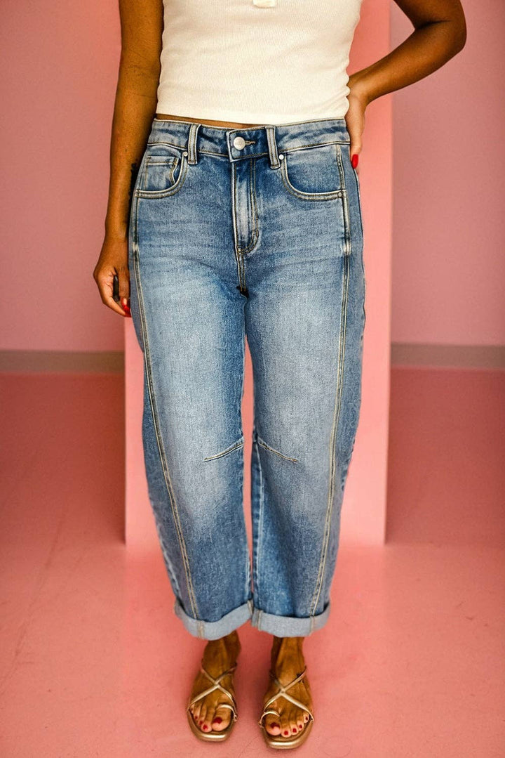 Dusk Blue Vintage Washed Barrel Jeans