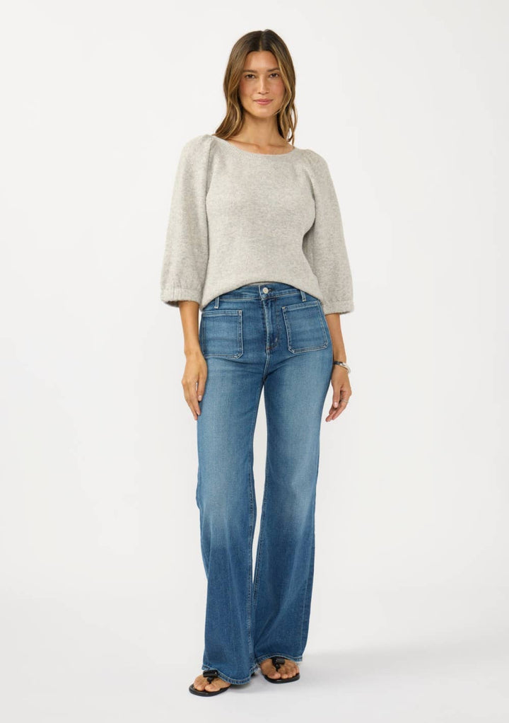 Crewneck Puff Sleeve Sweater Top
