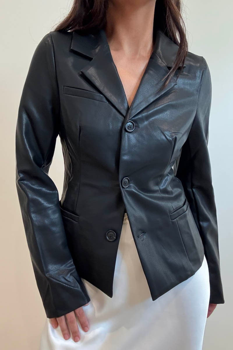 Faux Leather Blazer
