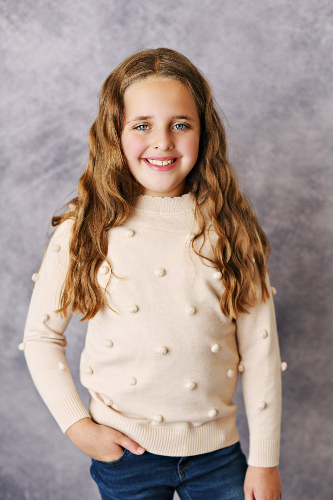 Kids Pom Pom Crew Neck Sweater