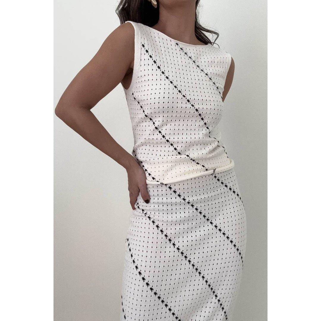 Crochet Knitted Top & Midi Skirt Set