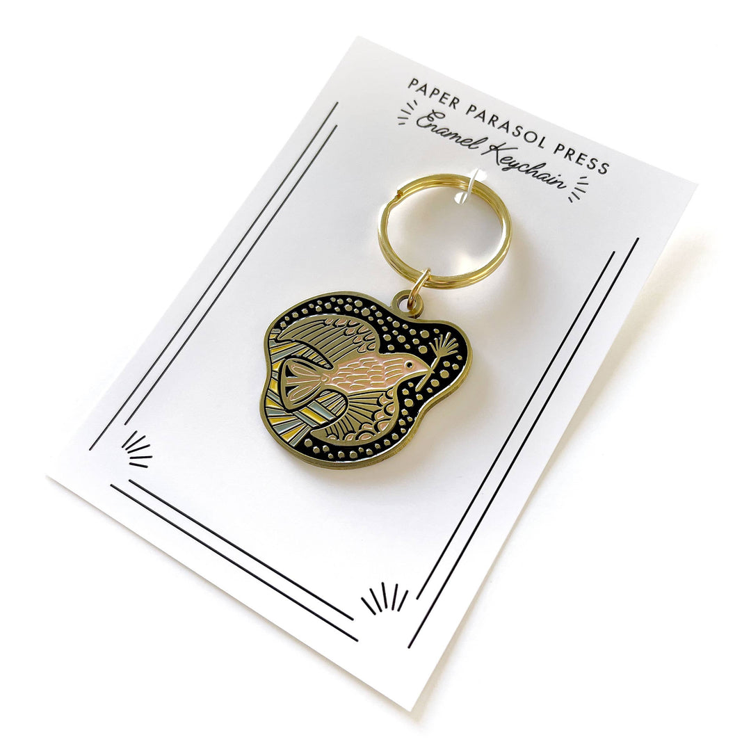 Folk Guide Bird Enamel Keychain