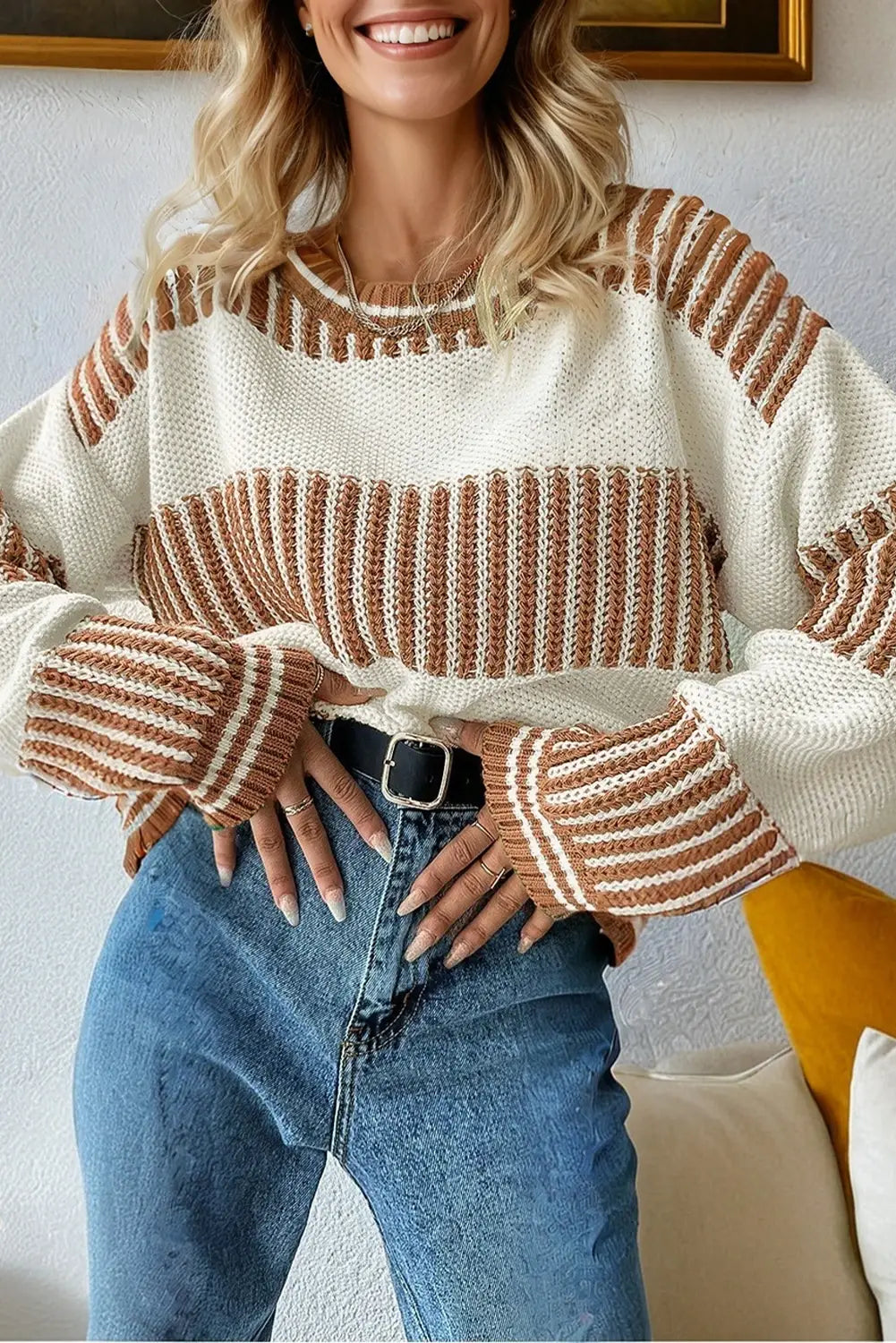 Striped Cotton Blend Sweater