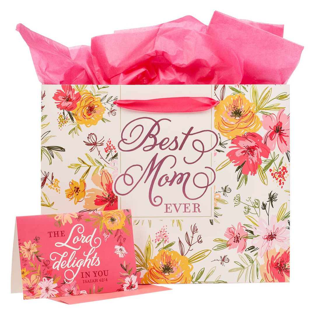 Pink Best Mom Ever Isa. 62:4 Card & Gift Bag