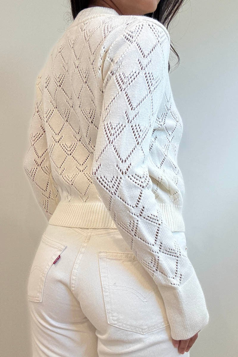 Pointelle Knit Button-front Cardigan C6073C