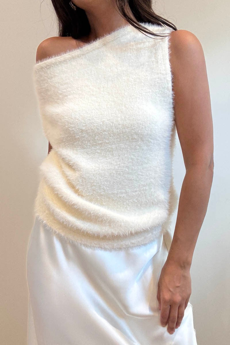 Soft Fluffy Knit Off The Shoulder Top