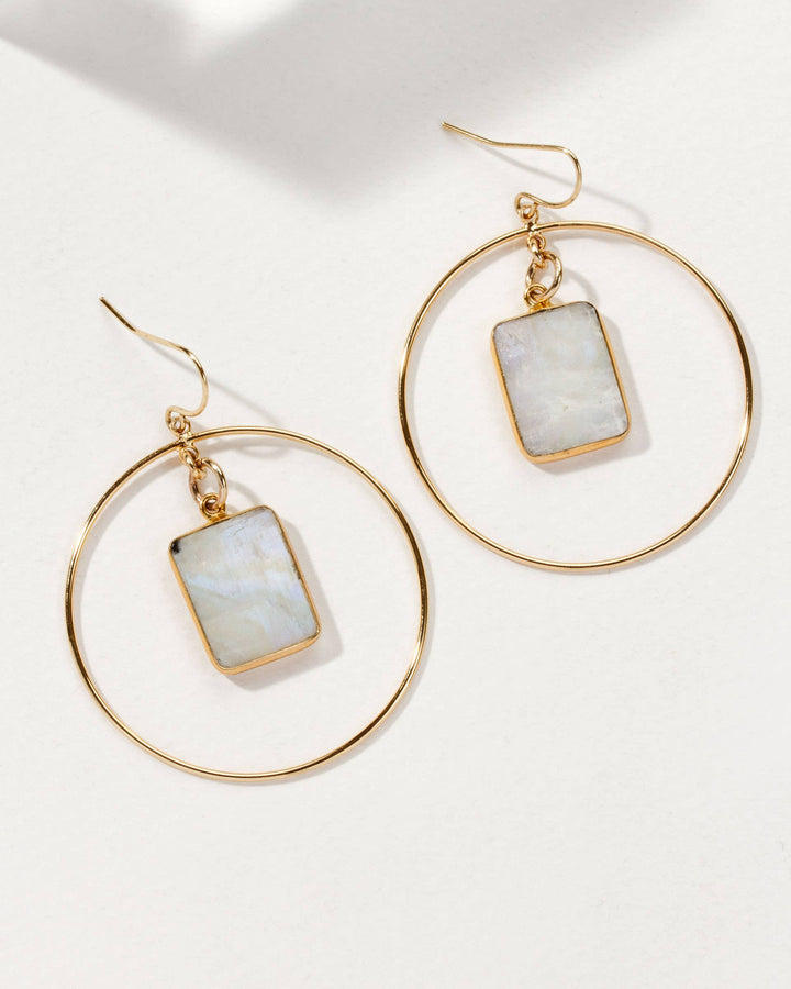 Stoney Hoop Earrings- Moonstone