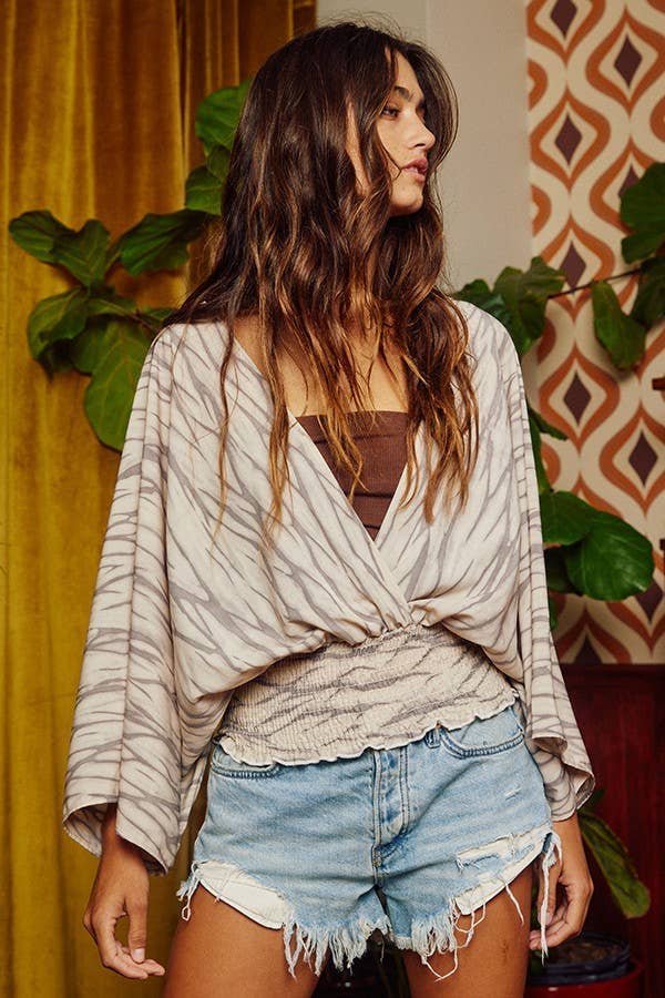 Smock Waistband Kimono Top