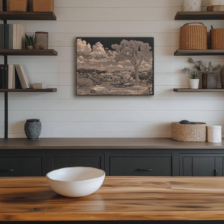 Joshua Tree Desert Engraved Illustration