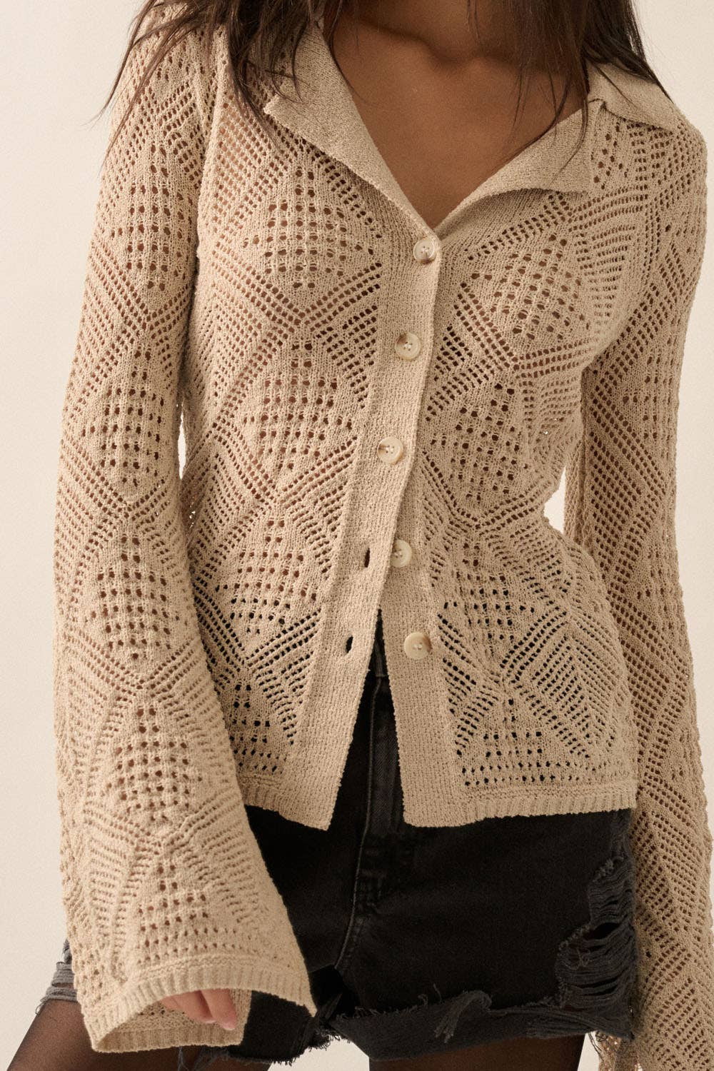 Bell-Sleeve Cardigan