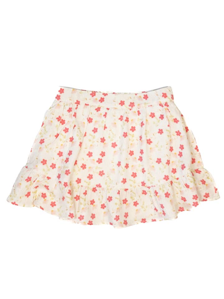 Built-in Short Pink Floral Skirt