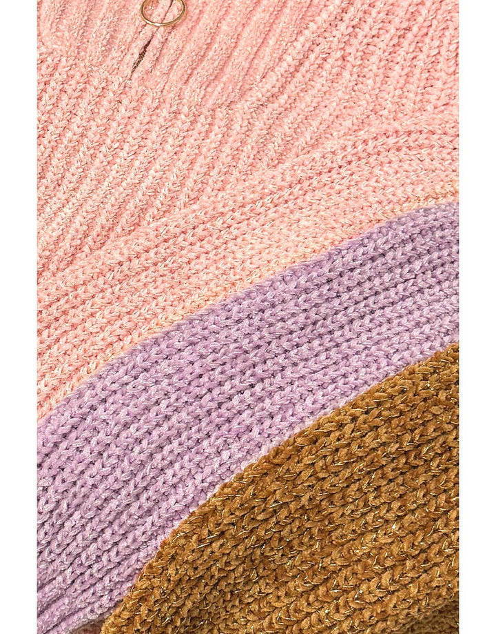 Pullover Lurex Sweater w/Zip