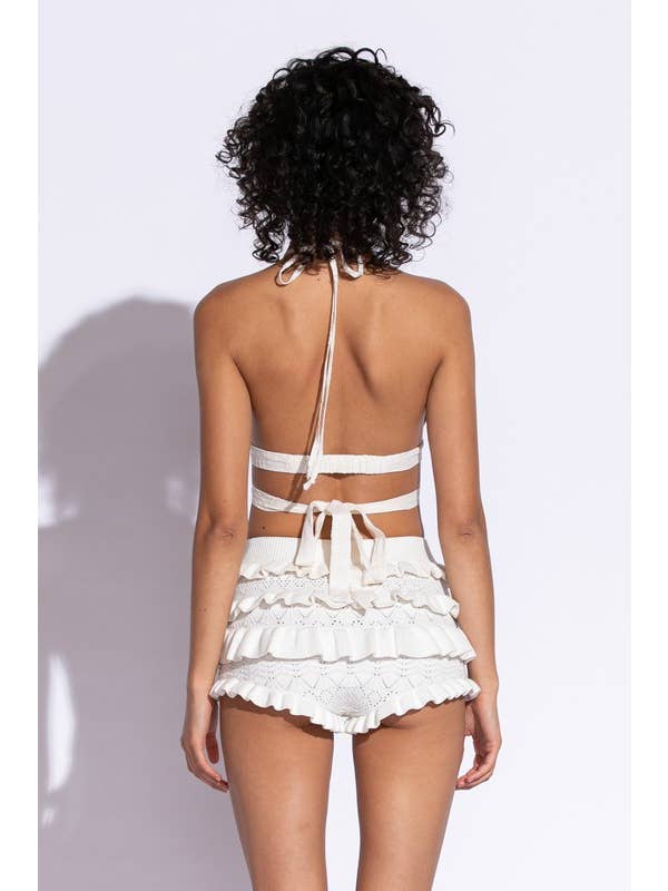 Crossed Waist Tie Micro Crop Top