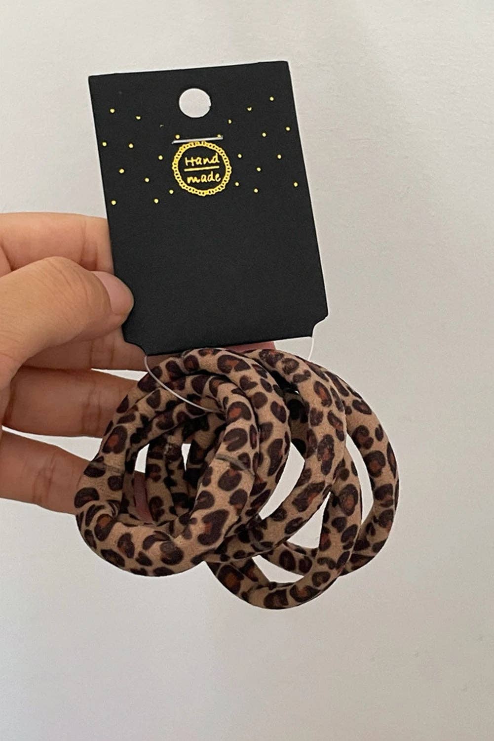 5p Leopard Elastic Hair Ties