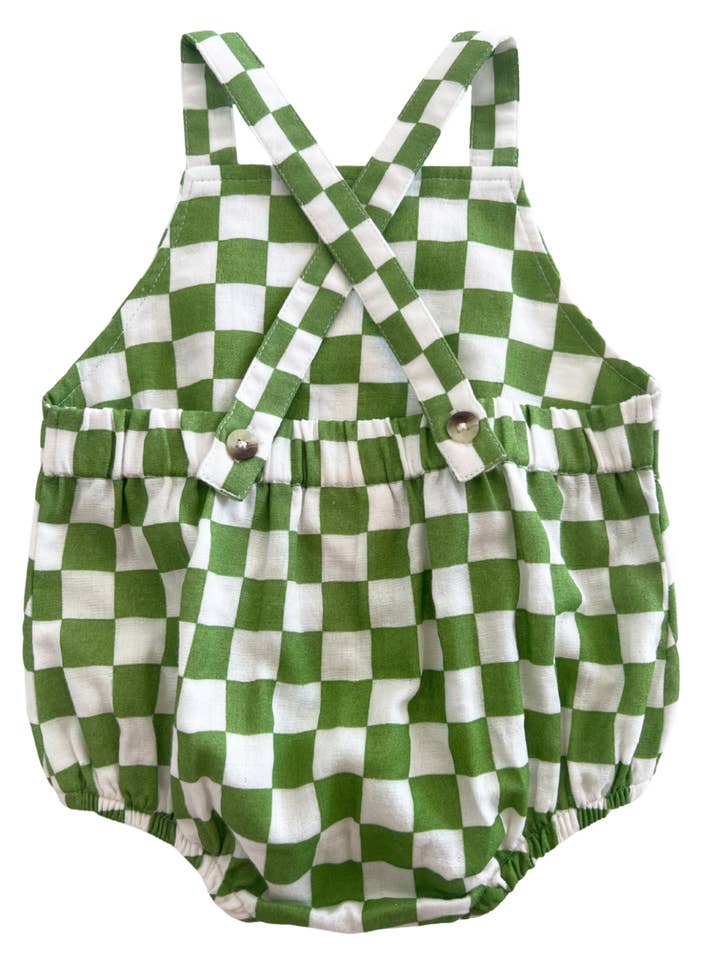 Lime Checkerboard Organic Sunsuit